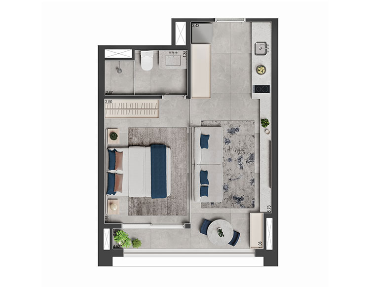 APTO DE 1 SUÍTE / 34 M2