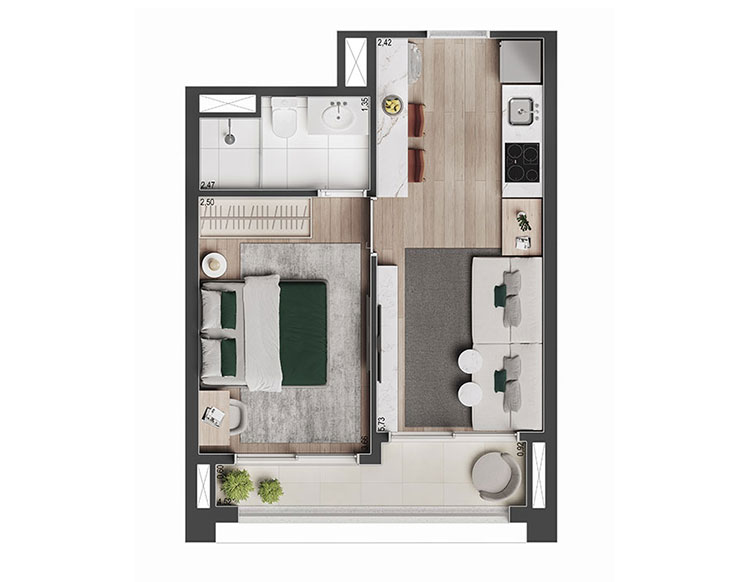 APTO DE 1 DORM. / 34 M2