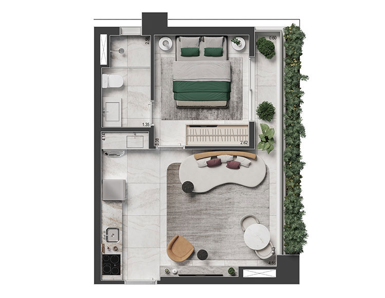1 DORM. / 37 M²