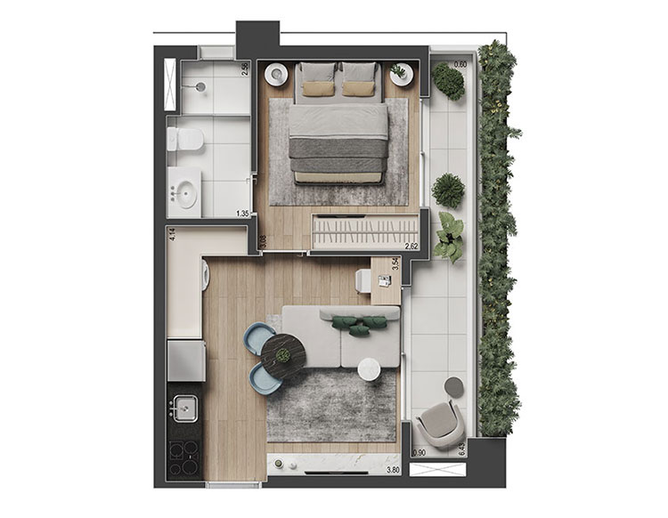 1 DORM. / 37 M²