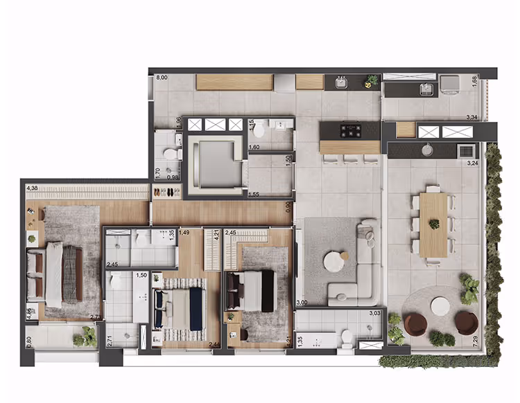 APTO. DE 145 M² / 3 SUÍTES